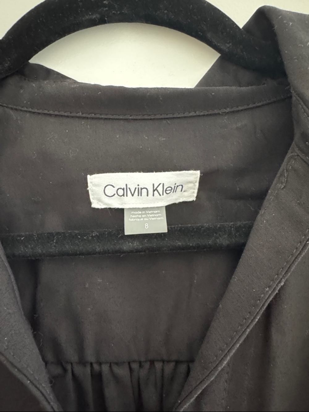 Calvin Klein Black midi Sleeve Belted Shirt Dress - Picture 2 of 4